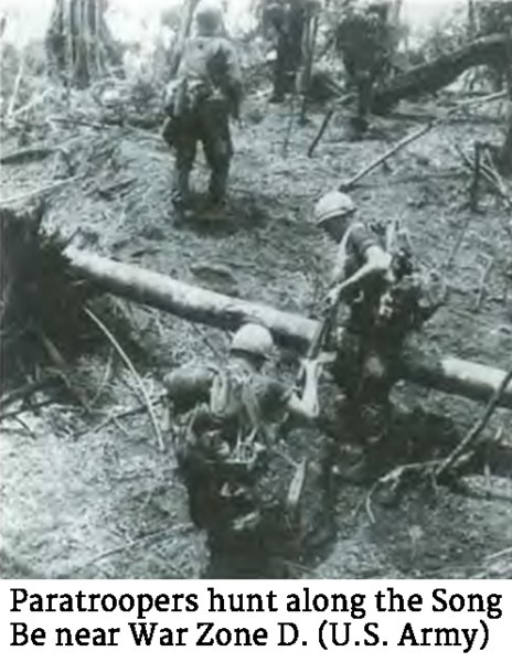 Photo of paratroopers hunting along the Song Be near War Zone D. (U.S. Army)